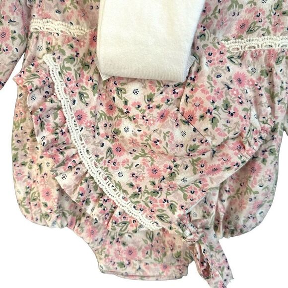 NWT Tommy Bahama Kids Floral Crochet Long Sleeve Bubble Romper Matching Ruffle B - Picture 3 of 8